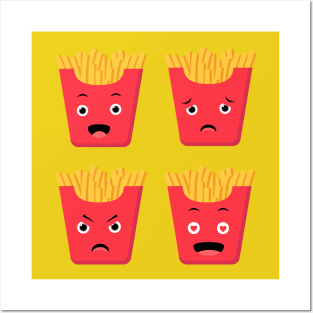 French fries cute face expression Posters and Art